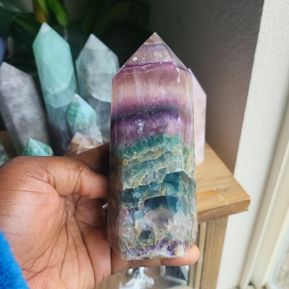 S-M-L-XL Rainbow Fluorite Crystal Tower Wands / 3rd Eye Chakra Cleansing Wand - Picture 5 of 5